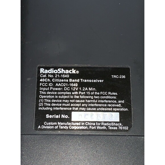 Vintage RADIO SHACK TRC-236 40 Channel CB Walkie Talkie Transceiver Tested Works - Picture 16 of 16